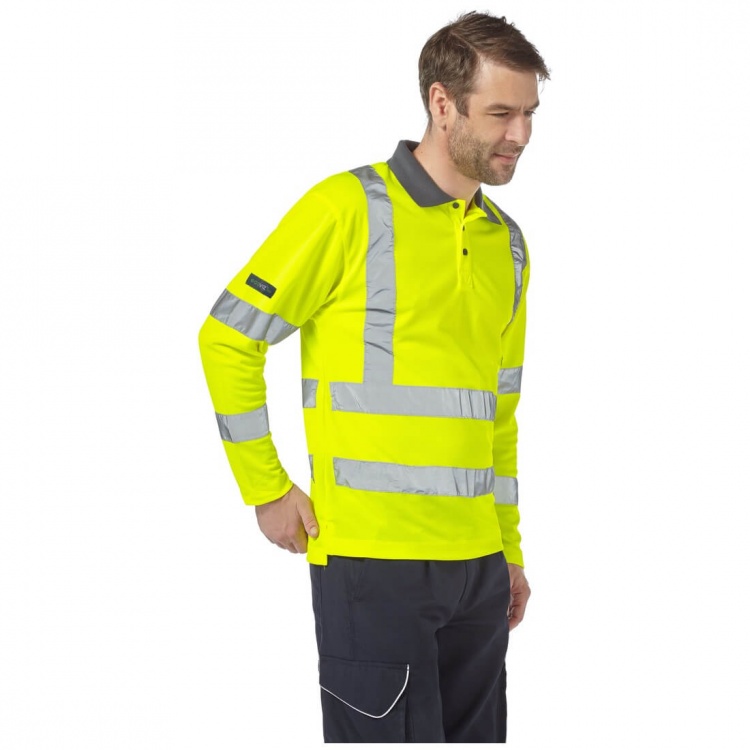 Leo Workwear P06-Y Woolsery ISO 20471 Class 3 Coolviz EcoVizRP Sleeved Polo Shirt Yellow